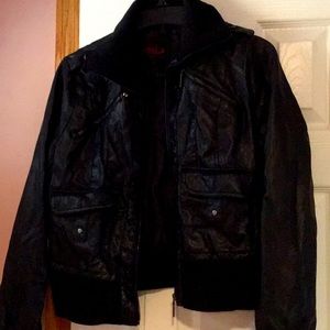 Black vinyl leather jacket